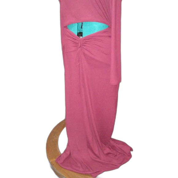 EARTHBOUND TRADING XXL Long Sleeve Maxi Cut-Out Dress Ribbed Maroon NEW with Tag - Picture 3 of 8